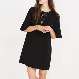 Madewell Black A-line Mini Dress with Bell Sleeves